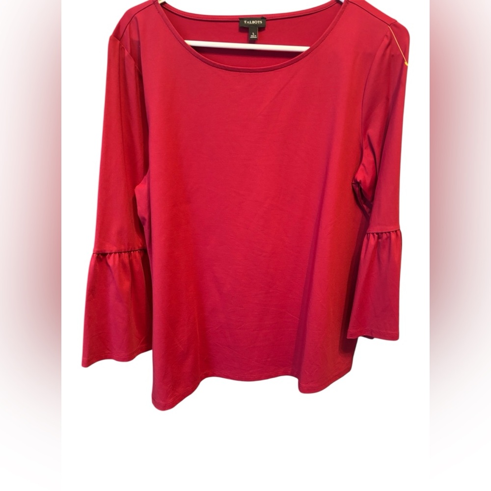 Talbots Red Scoop Neck Top with Bell Sleeves